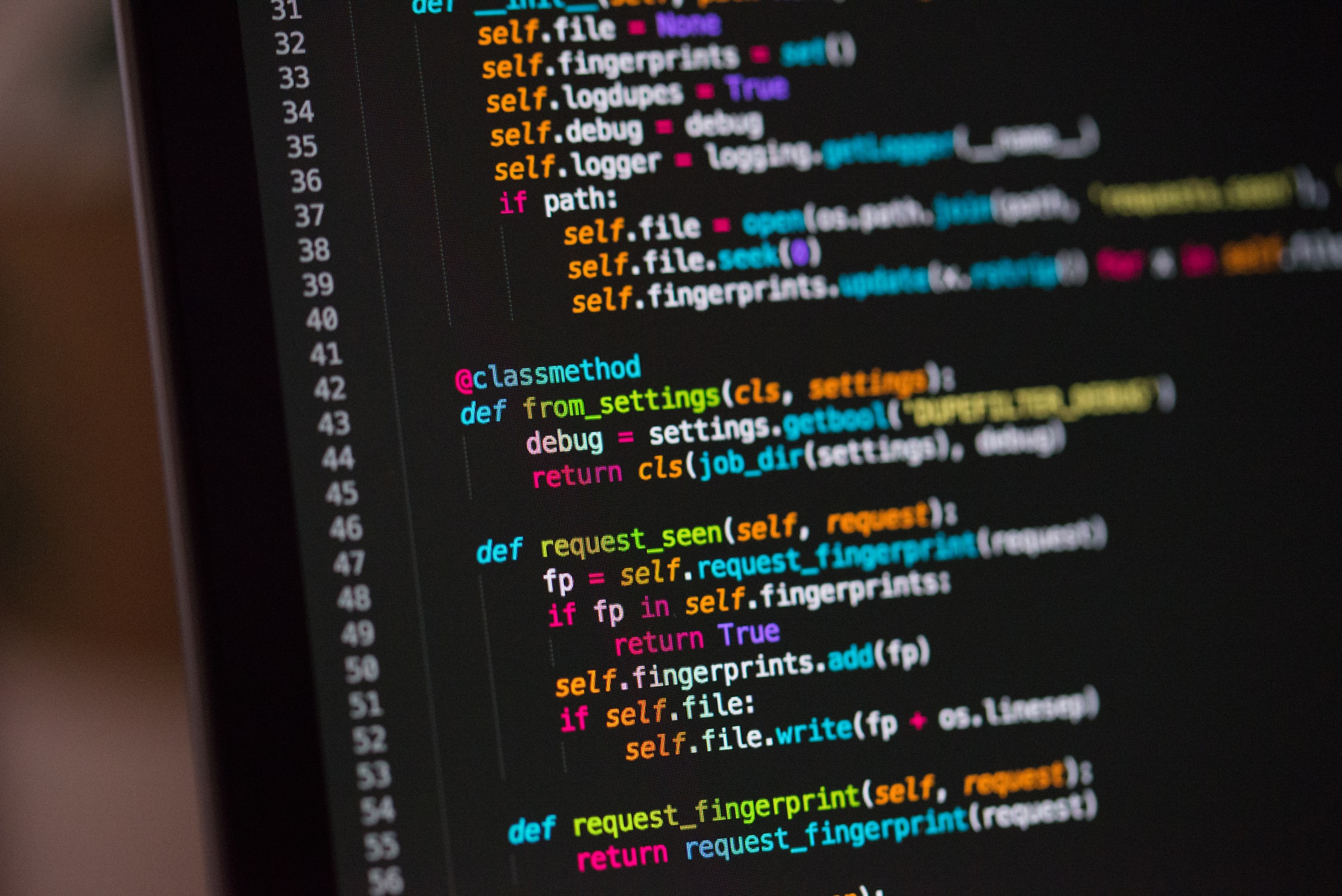 Code on screen