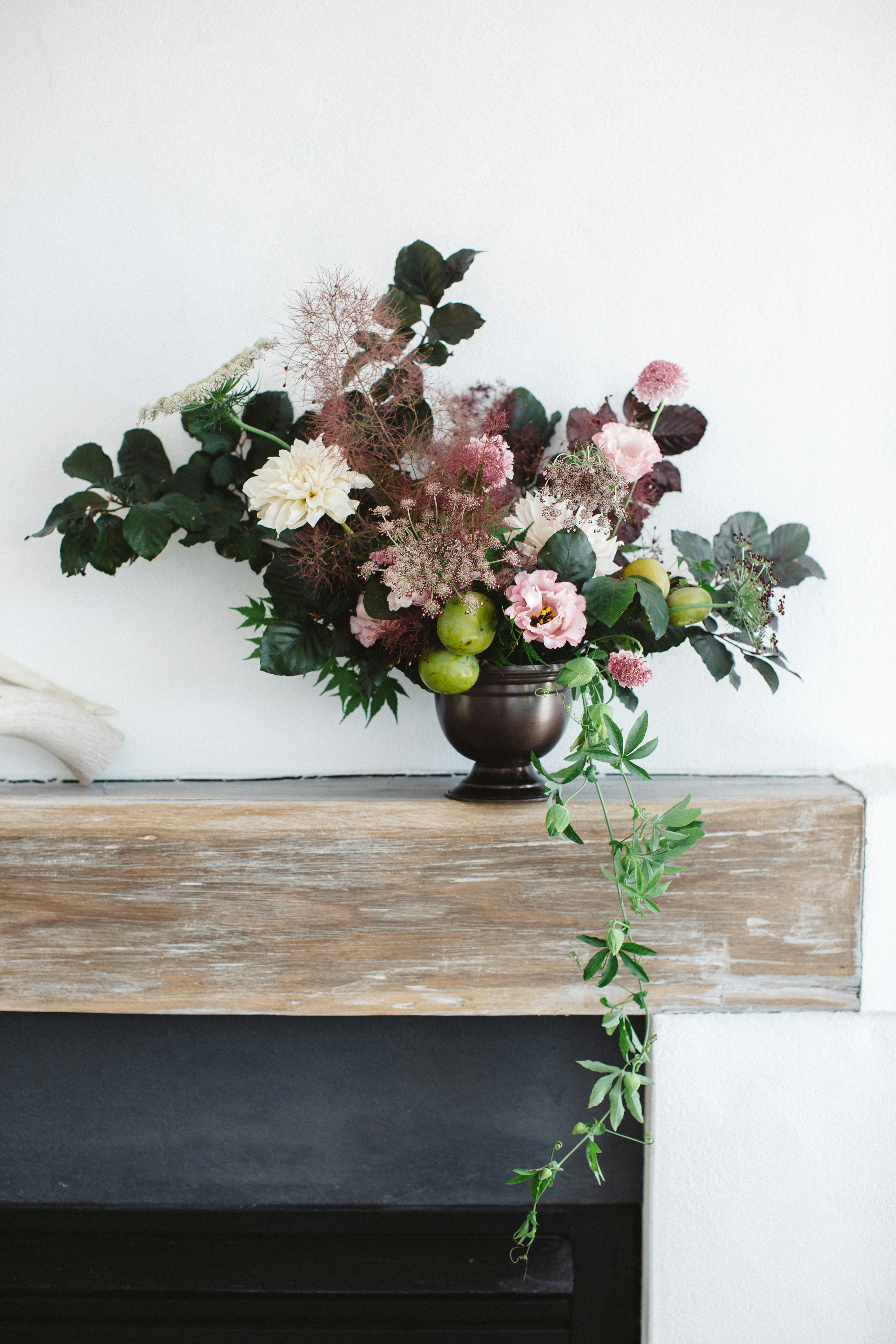 Vase of arranged flowers