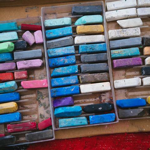 box of colored chalk