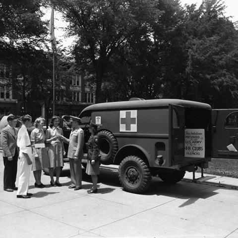 Ambulance presented to the Red Cross