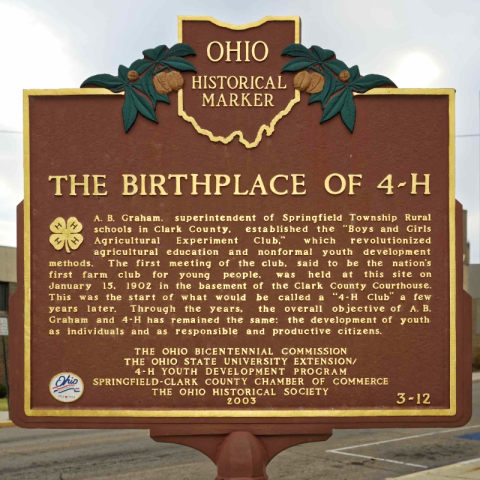 Birthplace of 4-H historical marker