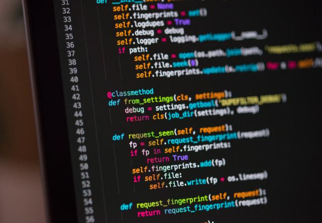 Code on screen