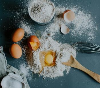 Baking ingredients on table
