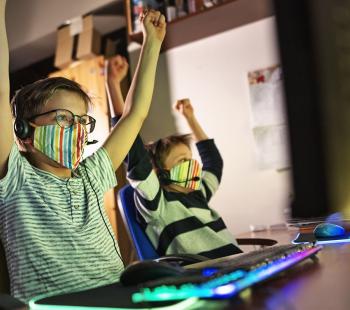 Kids celebrating video games