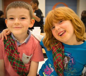 Two friends smiling