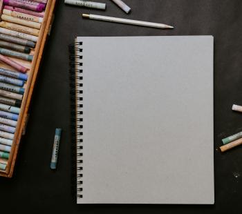 sketchbook and pigment