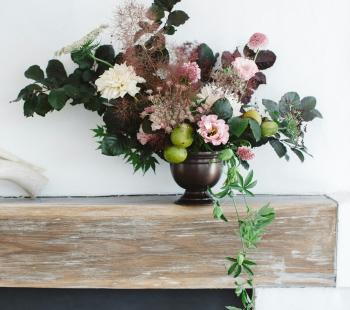 Vase of arranged flowers