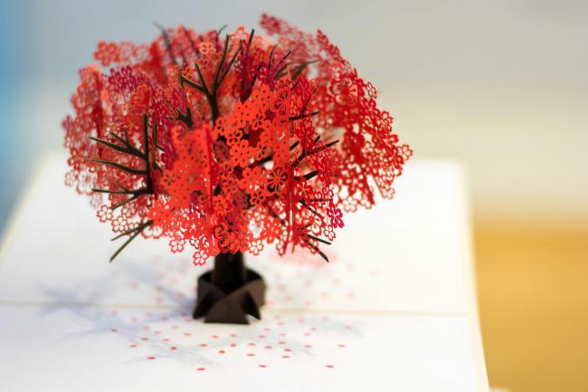 red tree made of paper