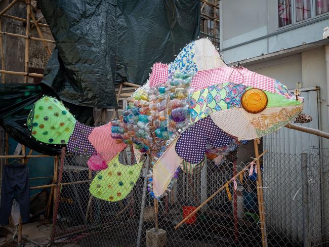 Mixed media fish sculpture